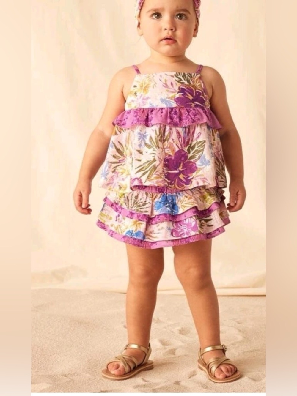 Matilda Jane Pink Purple Floral Ruffle Matching Set